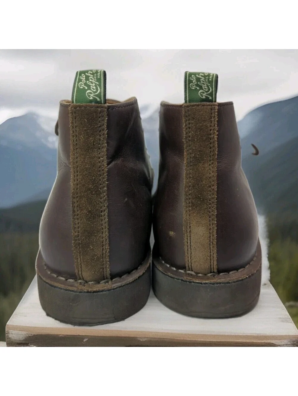 Polo Ralph Lauren Talan 14557 Brown Leather Chukka Dress Boot Lace Up Mens 13 D